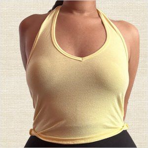 Discontinued Yellow Cropped Halter Top